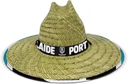 [Burley Sekem] AFL Straw Hat - Port Adelaide Power - Wide Brim - Adjustable Chin Strap