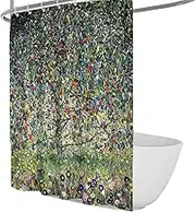 Watercolor Fabric Shower Curtain Apple Tree Famous Painting Prints Shower Curtains Set with Hooks for Farmhouse Bathroom Quick Dry W200xL220(cm)