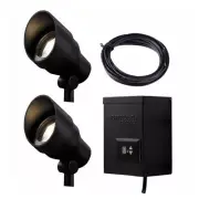 200W Low Voltage Landscape TRANSFORMER Timer Photocell Sensor and 2 Flood Lights