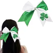 St Patricks Hair Bows Glitter Green Clover Alligator Hair Clips Irish Holiday Hair Barrettes Large Bowknot Hair Clips Sequin Hair Ribbon Clips Holiday Hair Accessories for Women Girls
