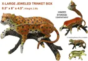 X-Large Cheetah Jeweled Trinket Box with Austrian Crystals, 9"
