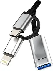 iPhone OTG Cable Adapter(2in1)USB-A Female to USB C Lightning Male Converter Apple iPhone15 Pro Max Plus Ipad Pro Air Mini 3.0 Dongle Thunderbolt Camera Mouse Cord Adaptador compatible for Samsung CJJ