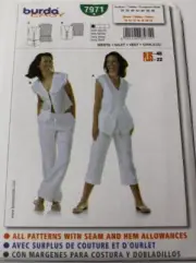 Burda 7971 Misses Vest (2 Styles 2 Lengths) 10-12-14-16-18-20-22 Sewing Pattern