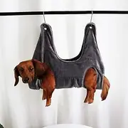 Meideli Dog Hammock for Grooming Hammock with 2pcs Hook Dog Grooming Sling Dog Sling for Nail Clipping Dog Lift Harness for Small Dogs Grey M
