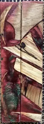2 Pen Blanks Hybrid Vacuum Stabilized Spalted Maple Wood Alumilite Ruby Green