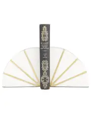 CosmoLiving by Cosmopolitan Set Of 2 Geometric White Marble Bookends With Gold Inlay