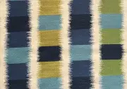 KNOLL LUXE Ikat Squares Cosonas indigo green cotton rayon Remnant New