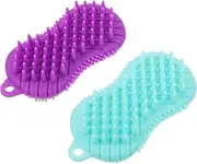 BAZEITFLOW 2pcs Multi-functional Silicone Shower Brush for Body and Scalp Massage Soft Exfoliating Bristles for Bath and Family Use Includes and Colors