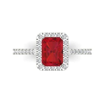 1.96Ct Emerald Cut Pink Tourmaline Solid Gold Engagement Promise Statement Ring