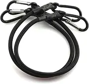 HJ Garden 2pcs 8mm x 60cm Bungee Cord with Carabiner Hook Heavy Duty Straps 2 Climbing Hooks Strong Elastic Rope Shock Cord Tie Down Set(Black)