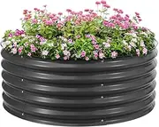 Round Raised Garden Bed Fence Planter Box Indoor Outdoor Flower Herb Vegetable Green Holder Container for Balcony Window Patio Aluzinc Coated Metal Edging
