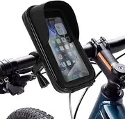Bike Phone Holder Bag Waterproof Bike Handlebar Bag 360° Rotatable Bicycle Pouch Touch Screen Mobile Phone Holder Case Bike Phone Mount Holder Accessories for Phones Under 6.5inch