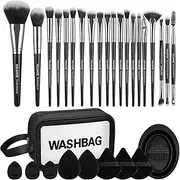 Make up Brushes, MAANGE 30 Pcs Professional Makeup Brush Set for Foundation Blending Powder Blush Concealers Eyeshadow, 5 Products Included, Makeup Brushes Black, 30 Piece Set