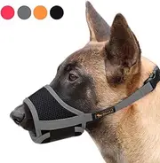 Heele Dog Muzzle Nylon Soft Muzzle Anti-Biting Barking Secure，Mesh Breathable Pets Mouth Cover for Small Medium Large Dogs 4 Colors 4 Sizes (L, Gray)