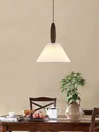 在飛比找樂天市場購物網優惠-中古vintage餐桌餐廳吊燈創意個性美式復古胡桃木色百褶單