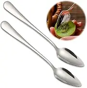 2PCS Grapefruit Spoon, Dessert Spoon Stainless Steel with Serrated Edge, Silver Kitchen Tool with Non-Stick Plating for Kiwi, Dessert, Apple, Citrus Fruit