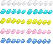 50Pcs Silicone Finger Tips Guard 5 Sizes Silicone Thimble Finger Pads Grip Finger Protector Covers for Paperwork, Cutting, Wax Carving, Guitar Playing (XS/S/M/L/XL)