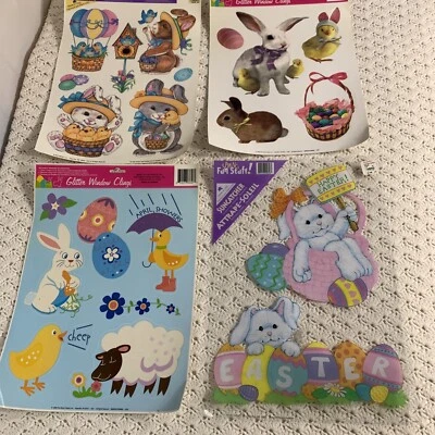 4 Easter Reusable Static Window Clings - All Different