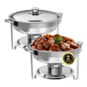 Chafing Dish Buffet Set of 2 Pack, 5QT Round Stainless Steel Chafer for Cater...