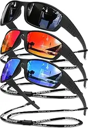 SQOQS Polarized Sports Sunglasses Men UV400 Protection Lightweight Wrap Around Goggles for Cycling Fishing Driving Running