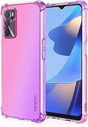 [GOKEN] Case for Oppo A16 / Oppo A54s / Oppo A16s, TPU Shockproof Phone Cover with Gradient Color Design, Slim Soft Clear Silicone Bumper Protective Shell, Pink/Purple