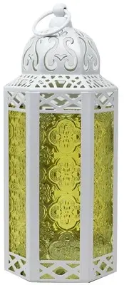 White Moroccan Lamp Lantern Decorative Candle Holder for Ramadan Decorations,...