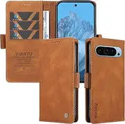 [Umlovecase] for Google Pixel 9 5G Case,for Google Pixel 9 Pro 5G Wallet Case,Pu Leather Folding Flip Cover Magnetic Card Slot Stand Protective Cover-Brown