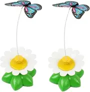Hohopeti 2PCS Electric Cat Teaser Stick Rotating Simulated Flower Design for Interactive Play Durable Teasing for Home Entertainment Keeps Cats Engaged and Active