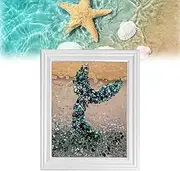 YYGJYGOO Sea Glass Art Kit, DIY Resin Beach Art Kit, DIY Mosaic Arts and Craft Kits, Frame Resin Mold DIY Turtle Art Resin Crafts(Mermaid Tail)