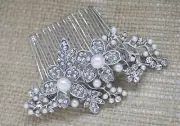 silver tone hair comb bridal wedding crystal rhinestone hair accessories ha4709