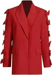 [Zadaos] Women Blazer Bow Hollow Out Full Sleeve Ladies Blazer Coat Fashion Loose Long Suit Jacket