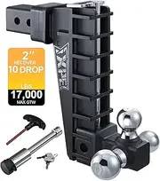 Trailer Hitch,10 Inch Adjustable Drop Hitch,Fits 2 Inch Receiver, 25,000 Lbs Gtw - Tow Hitch for Heavy Duty Truck