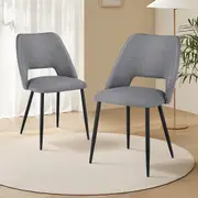 Dining Chairs Set of 2 Cotton Linen Seat for Home Kitchen Restaurant Cafe -Light grey