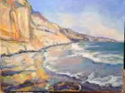 Oil Painting SEASCAPE La Jolla - Torrey Pines Beach Cliffs ORIGINAL by Donalee