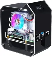 Modern Mini Tower NAS Kit for Raspberry Pi 4 with Touch of RGB & Expansion