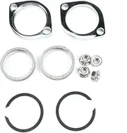 RBBIRN New Exhaust Flange Install Kit Pair Flanges Gaskets C-Clips Nuts Washers for Harley Davidson, 30-0205