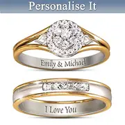 Together Forever Personalised Engraved Diamond Bridal Ring Set