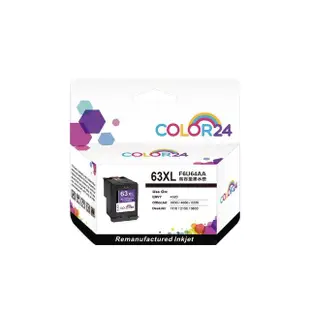 【Color24】for HP 2黑 F6U64AA NO.63XL 黑色高容環保墨水匣(適用HP Envy 4520; DeskJet 1110 / 2130)