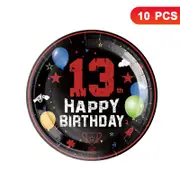 13th Birthday Official TeenagerTheme 7 inch 17cm Plates 10PK - Kids Birthday Party Tableware