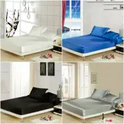 Satin Silk Wrap Around Elastic Fitted Sheet Set Queen King Size Bedding NO FLAT