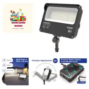 LED Flood Light 100W 11000LM 5000K Outdoor with Knuckle Mount Daylight IP65 W...