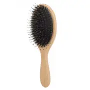 Oval Paddle Hair Brush Wooden Handle Bristle Scalp Massage Cushion Hair Brus ECA