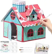 Cardboard Playhouse for Kids, Children's Hand Painted Splice House, Safe and Harmless Drawing Toy for Outdoor Activities, Travel, Home, School