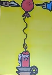 Aceo Original Painting Anxiety Machine Balloon Knife Candle Flame Pointy Pops 2