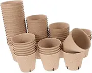 INOOMP 60pcs Nursery Cup Planting Pots Plant Nursery Pots Planting Kit Pot Round Nursery Pots Small Cactus Pot Plant Germination Trays Decorative Flower Pots Orchid Pot Plant Fibres Brown