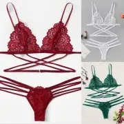 Seductive Lace Nightwear Set Women's Nightwear Underwear with G string and Bra