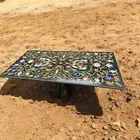 Black Marble Inlay Dining Table Custom Made Conference Meeting Furniture Decors