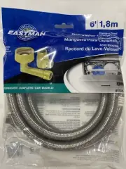 Eastman 6’ Dishwasher Hose Kit Stainless Steel Flex Universal Connector New