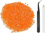 uxcell 4000pcs Flatback Rhinestones Resin, SS16 4mm Resin Rhinestones Bulk Round Shine Gems with Pickup Tools for DIY Nail Art Tumblers Mugs Clothes, Orange-Red