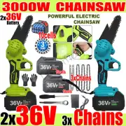 3000W Rechargeable Battery One-Hand Pruner 36V 2x BATTERY 6" Electric Chainsaw
